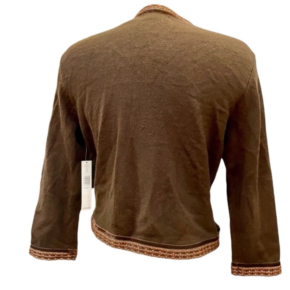NWT Kate Hill brown merino wool cardigan with hook front. Size large - Picture 2 of 9
